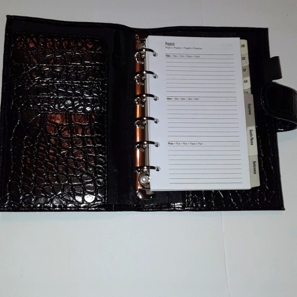 Black 6 ring planner 6.5 x 10.5 with snake style pattern. New never used. $11 - Picture 1 of 7